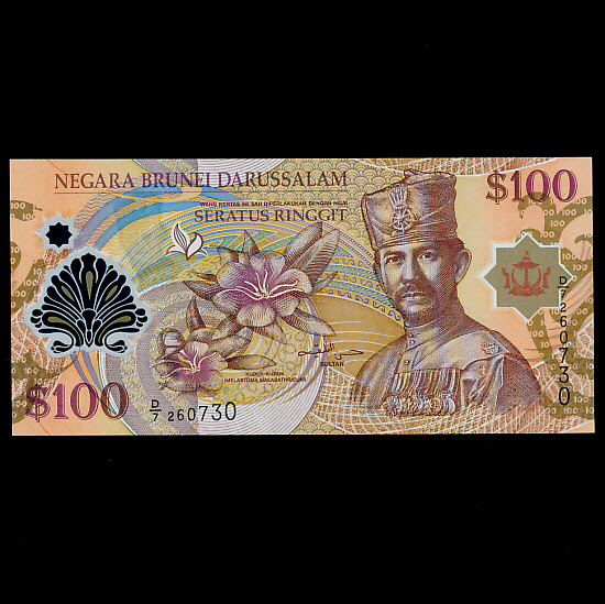 BRUNEI-θ-SULTAN HASSANAL BOLKIAH()-POLYMER PLASTIC PAPER-100 RINGGIT-2004