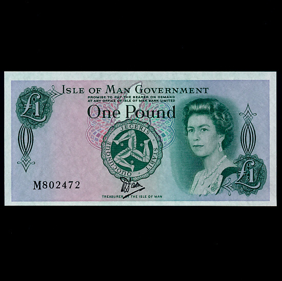 ISLE OF MAN-Ǽ-P38-QUEEN ELIZABETH 2-PLASTIC PAPER-NO.M802472-1 POUND-1983