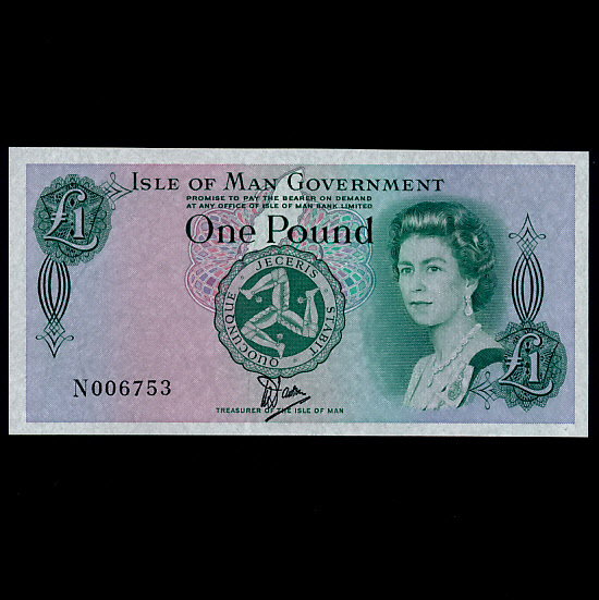 ISLE OF MAN-Ǽ-P38-QUEEN ELIZABETH 2-PLASTIC PAPER-NO.N006753-1 POUND-1983