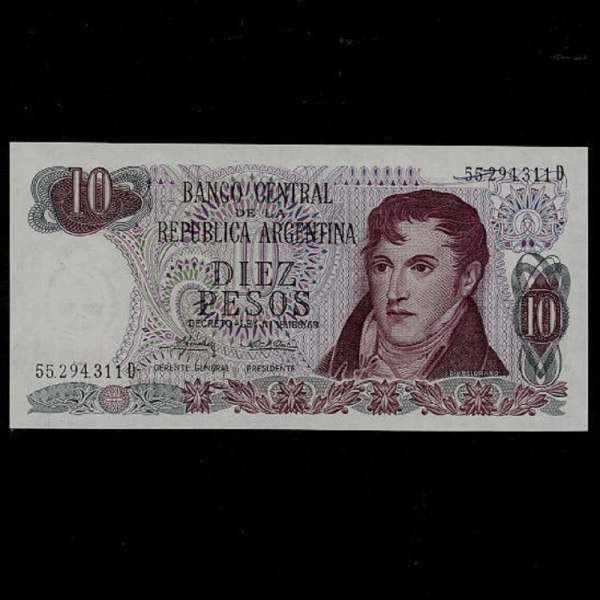 ARGENTINA-ƸƼ-MANEL BELGRANO-10PESOS-1973