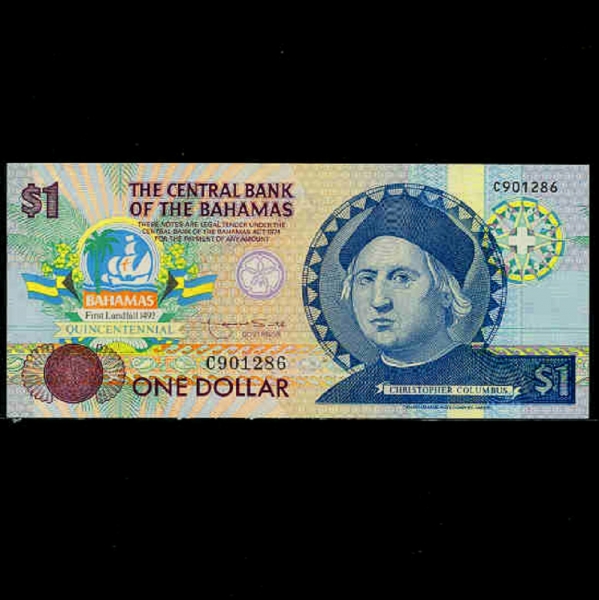 BAHAMAS-ϸ-CHRISTOPHE COLUMBUS(-ũ ݷ-Ž谡,ذ)-1 DOLLAR-1992