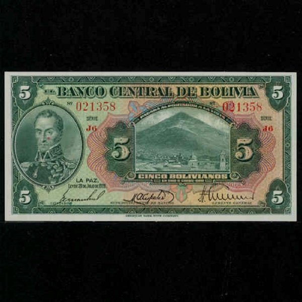 BOLIVIA--S.BOLIVAR(ø ٸ-)-5 BOLIVIANOS-1928