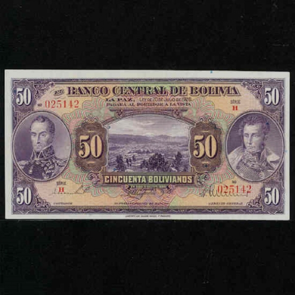 BOLIVIA--S.BOLIVAR(ø ٸ-)-50 BOLIVIANOS-1928
