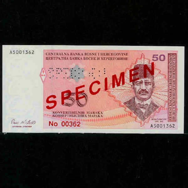 BOSNIA-HERZEGOVINA-Ͼ 츣ü-MUSA CAZIM CATIC()-SPECIMEN(߾ )-50 CONVERTIBLE MARAKA-2002