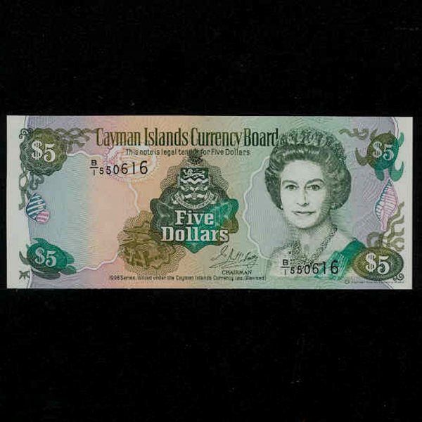 CAYMAN ISLANDS-̸-QUEEN ELIZABETH 2-5 DOLLARS-1996