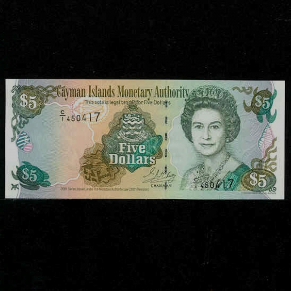 CAYMAN ISLANDS-̸-QUEEN ELIZABETH 2-5 DOLLARS-2001