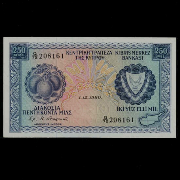 CYPRUS-Űν-P41c-FRUIT,ARMS-250 MILS-1980