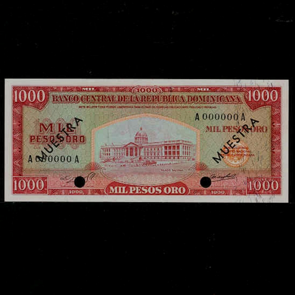 DOMINICA REPUBLIC-̴īȭ-P106s2-SPECIMEM(߾)-NATIONAL PALACE()-1.000 PESOS ORE-1964