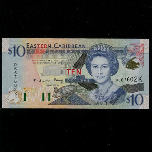 EAST CARIBBEAN STATES-ī-P38k-QUEEN ELIZABETH 2-10 DOLLARS-2000