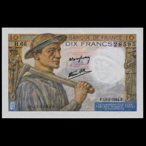 FRANCE-������-P99e-MINER(����)-10 FRANCS-1944��