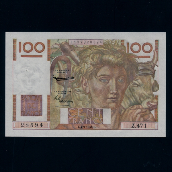 FRANCE--P128d-FARMER()-100 FRANCS-1952.9.4