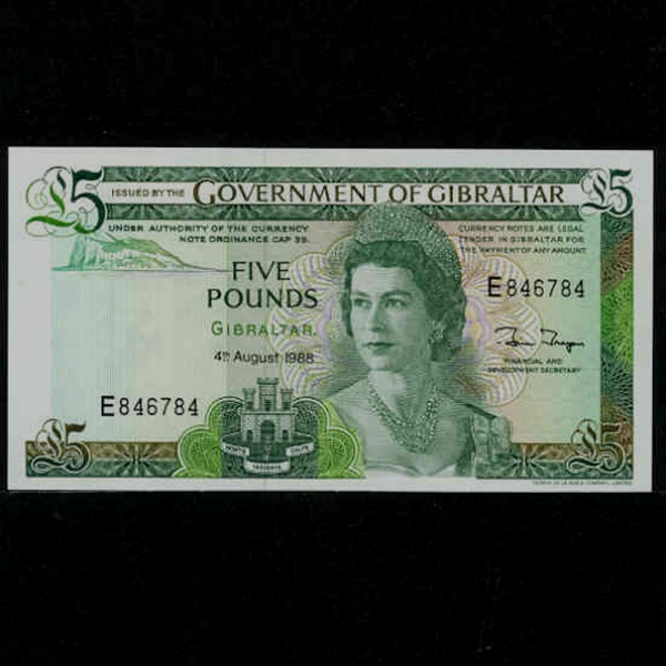 GIBRALTAR--P21b-QUEEN ELIZABETH 2-5 POUNDS-1988