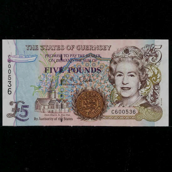 GUERNSEY- -P56c-QUEEN ELIZABETH 2-5 POUNDS-1996