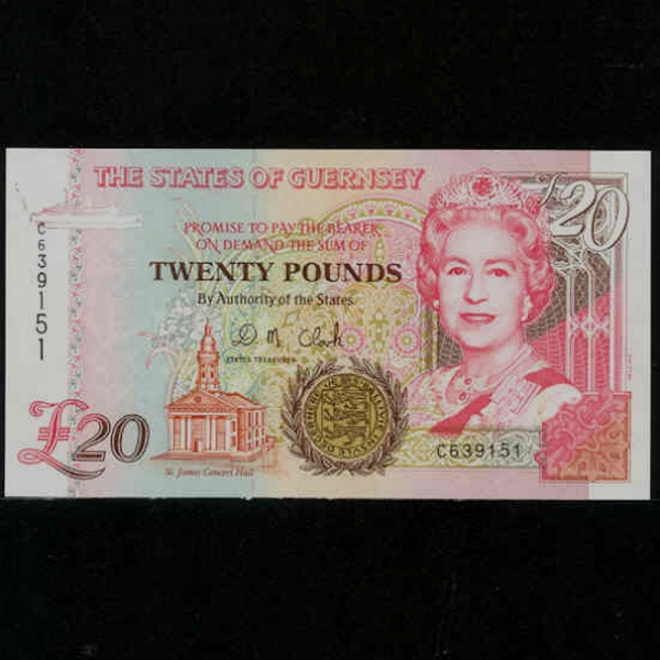 GUERNSEY- -P58b-QUEEN ELIZABETH 2-20 POUNDS-1996