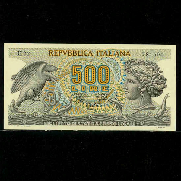 ITALIA-Ż-P93a-ARETHUSA(м   ).EAGLE.SANKE-500 LIRE-1970