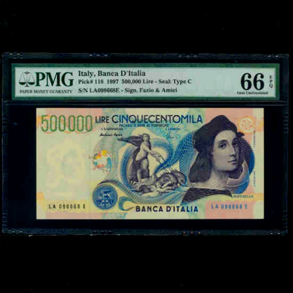 ITALIA-Ż-P118-RAPHAEL(Ŀ ġ-׻ ȭ)-PMG66 -500.000 LIRE-1997