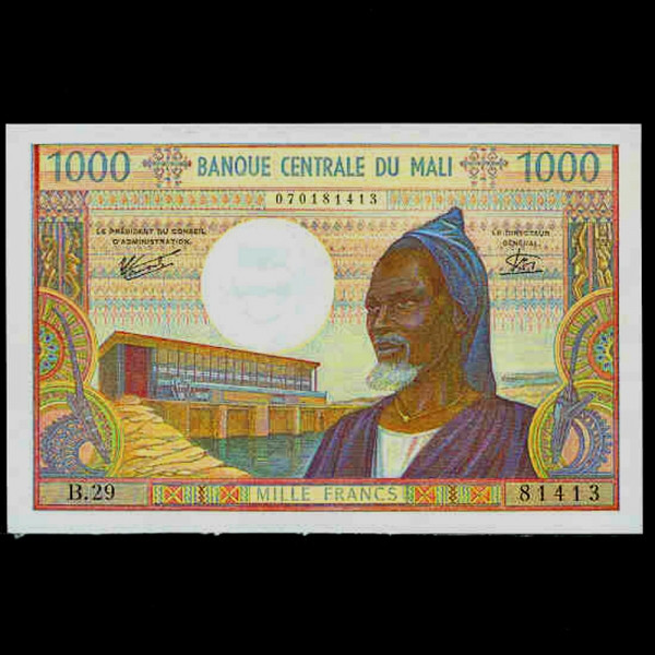 MALI--P13e-CARVING()-1.000 FRANCS-1970~1984