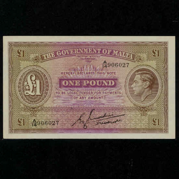 MALTA-Ÿ-P20b-KING GEORGE 6( 6 )-1 POUND-1940