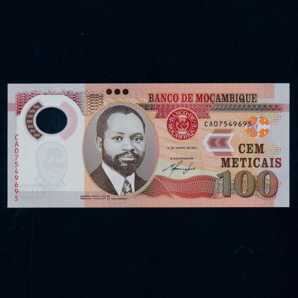 MOZAMBIQUE-ũ-P151a-SAMORA MOISES MACHEL( - ɰ)-POLYMER PLASTIC PAPER-100 METICALIS-2011