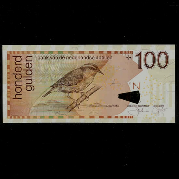 NETHERLANDS ANTILLES-״ ƿ-P31d-RUFOUS-BANANAQUIT(ٳ Ʈ)-100 GULDEN-2006