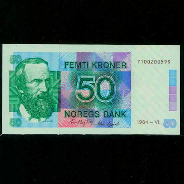 NORWAY-븣-P42a-AASMUND OLAVSSON VINJE(ƽյ ö -)-50 KRONER-1984