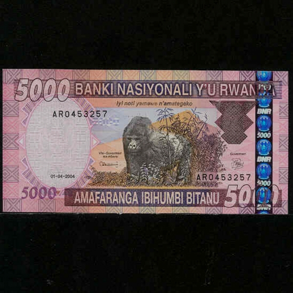 RWANDA-ϴ-P33-GORILLA.BASKETS-5.000 FRANCS-2004