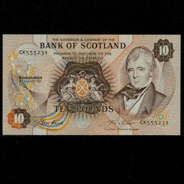 SCOTLAND-Ʈ-P113c-SIR WALTER SCOTT( ˹ -Ҽ)-10 POUNDS-1987