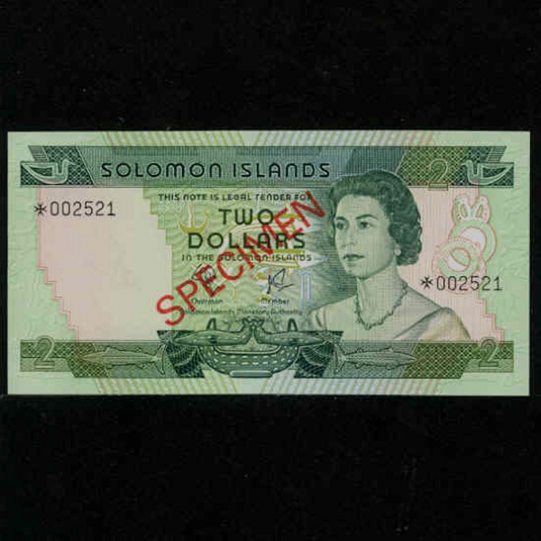 SOLOMON ISLANDS-θ-P5s-QUEEN ELIZABETH 2.FISHERMAN-SPECIMEN-5 DOLLARS-1977