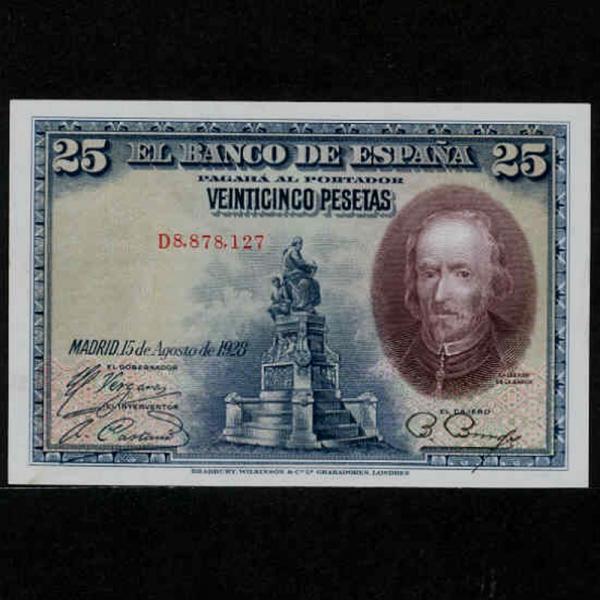 SPAIN--P74a-PEDRO CALDERON DE LA BARCA( Į  ٸī-۰)-NO.D8.878.127-25 PESETAS-1928