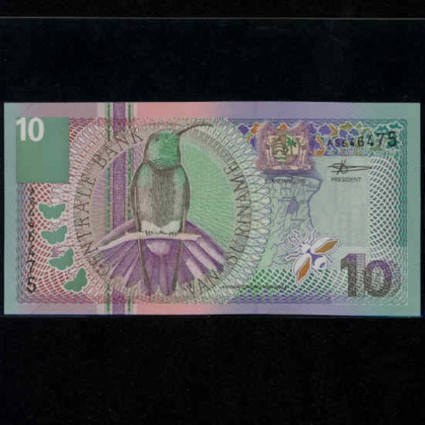 SURINAM--P147-BLACK-THROATED MANGO( )-10 GULDEN-2000