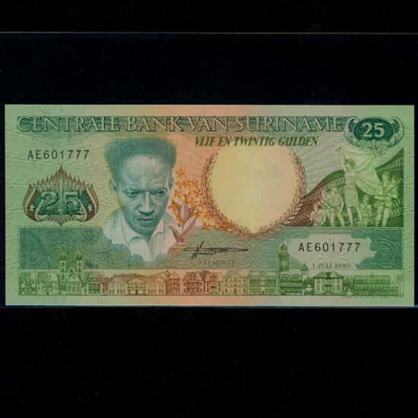 SURINAM--P132a-ANTON DEKOM( -)-25 GULDEN-1986