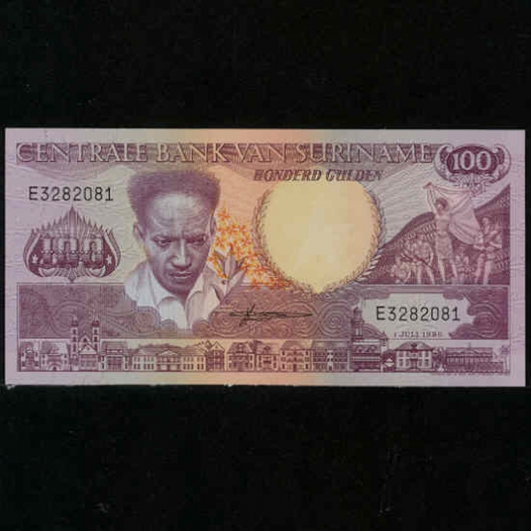 SURINAM--P133a-ANTON DEKOM( -)-100 GULDEN-1986