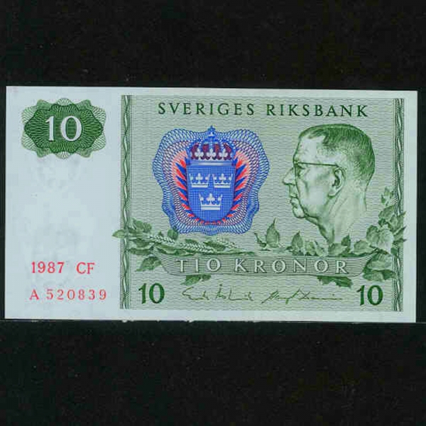 SWEDEN--P52e--KING GUSTAV VOSA(Ÿ 6-)-10 KRONER-1987