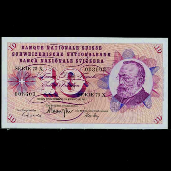 SWITZERLAND--P45q-GOTTFRIED KELLER(Ʈ ̷-)-10 FRANKEN-1971