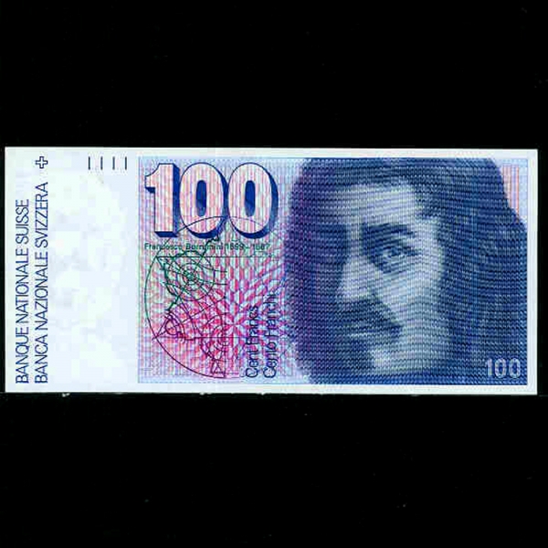 SWITZERLAND--P63-FRANCESCO BORROMINI(ü ι̴-డ)-NO.93T2428882-100 FRANKEN-1985