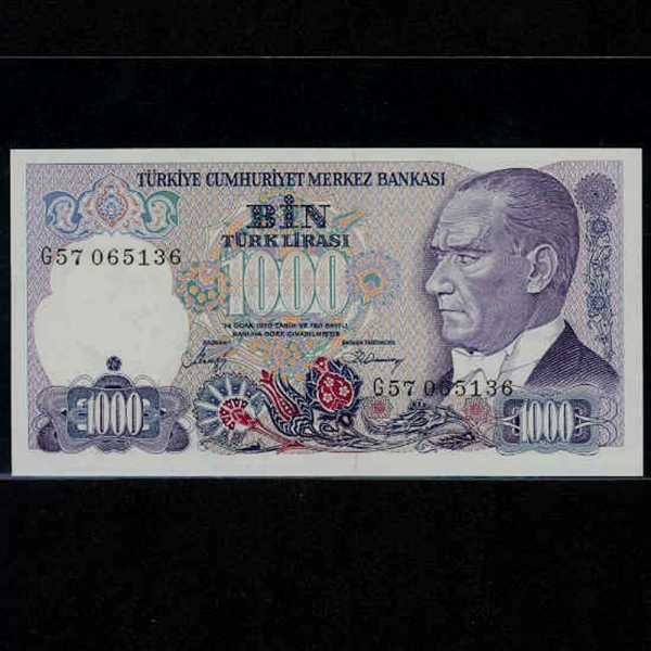 TURKEY-Ű-P196-KEMAL ATATURK(Ÿ ɸ ŸƢũ-)-1.000 LIRA-1986