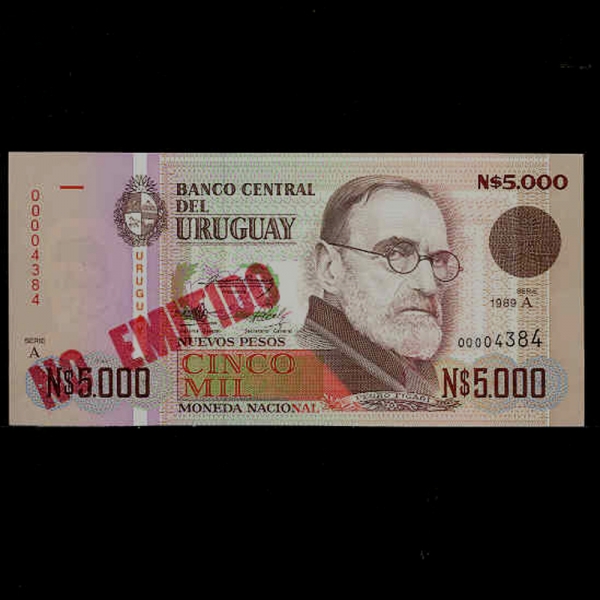 URUGUAY--P68A-PEDRO FIGARI( ǰ-ȭ)-SPECIMEN-5.000 PESOS-1989