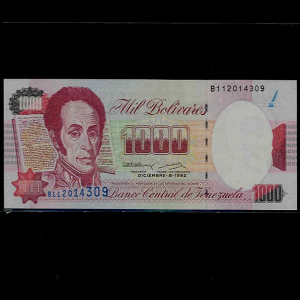 VENEZUELA-���׼������ȭ��-P73c-SIMON BOLIVAR(�ø� �����ٸ�-�����)-1.000 BOLIVARES-1992��