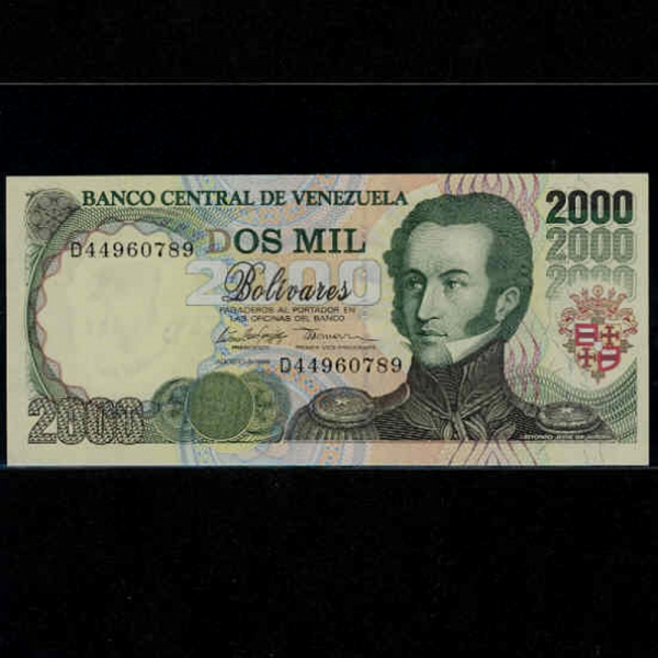 VENEZUELA-׼ȭ-P77c-ANTONIO JOSE DE SUCRE(Ͽ ȣ  ũ-ġ)-2.000 BOLIVARES-1998