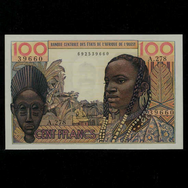 WEST AFRICAN STATES-IVORY COAST-̺ ڽƮ-P101Ag-100 FRANCS-1965