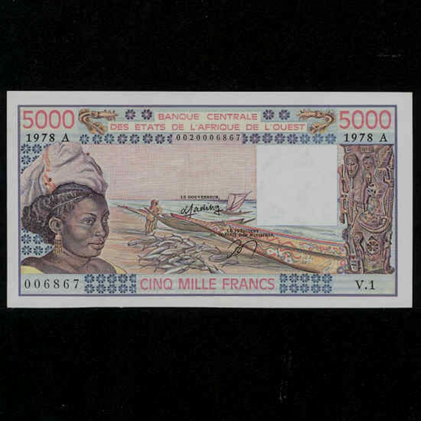 WEST AFRICAN STATES-IVORY COAST-̺ ڽƮ-P108Ab-5.000 FRANCS-1978