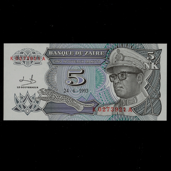 ZAIRE-̸-P48-MOBUTU(  -)-5 ZAIRES-1993