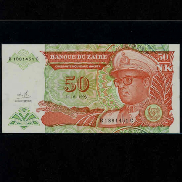 ZAIRE-̸-P57-MOBUTU(  -)-50 ZAIRES-1993