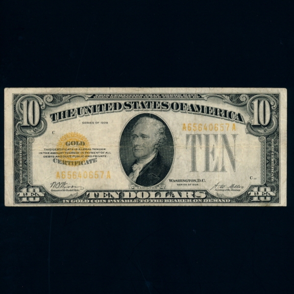 UNITED STATES OF AMERICA-̱-P400-A.HAMILTON(˷ ع)-GOLD CERTIFICATES-10 DOLLARS-1928