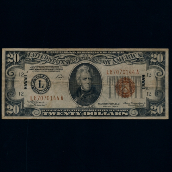 UNITED STATES OF AMERICA-HAWAII-̱-P41-ANDREW JACKSON(ص 轼-) -20 DOLLARS-1934