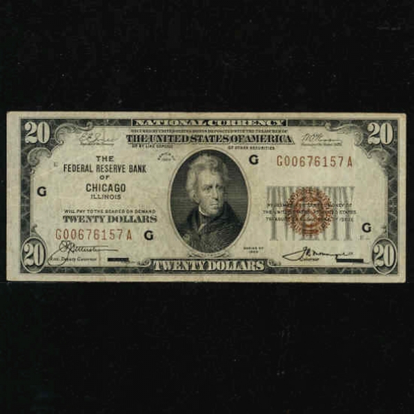 UNITED STATES OF AMERICA-CHICAGO-̱-P397-ANDREW JACKSON(ص 轼-) -20 DOLLARS-1929