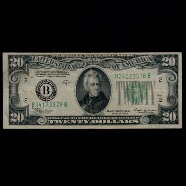 UNITED STATES OF AMERICA-̱-P431Db-ANDREW JACKSON(ص 轼-) -20 DOLLARS-1934