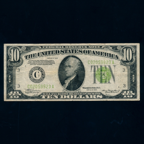 UNITED STATES OF AMERICA-̱-P415-A.HAMILTON(˷ ع)-10 DOLLARS-1934