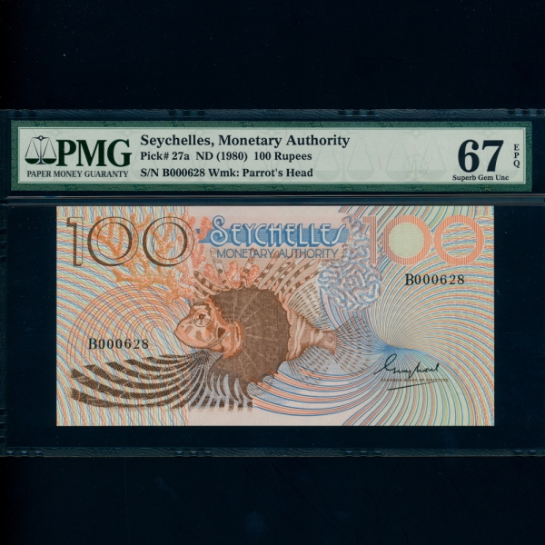 SEYCHELLES-̼-PMG67-100 RUPEES-#27a-1980