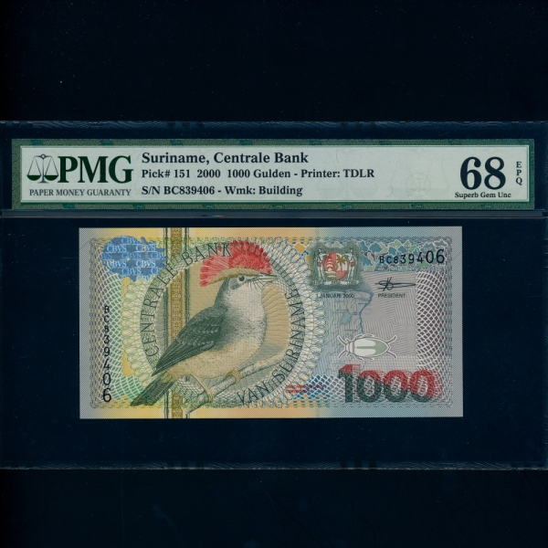 SURINAM--PMG68-1,000 GULDEN-#151-2000